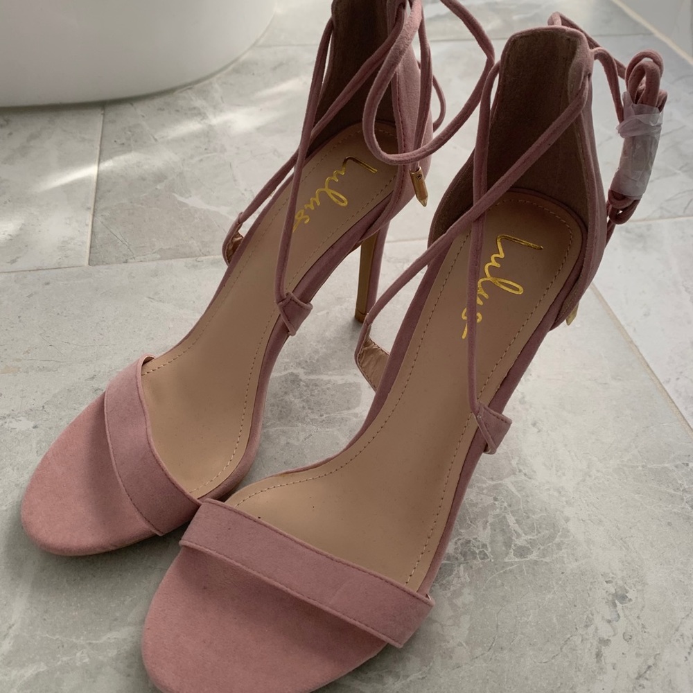 Blush ankle tie Heels